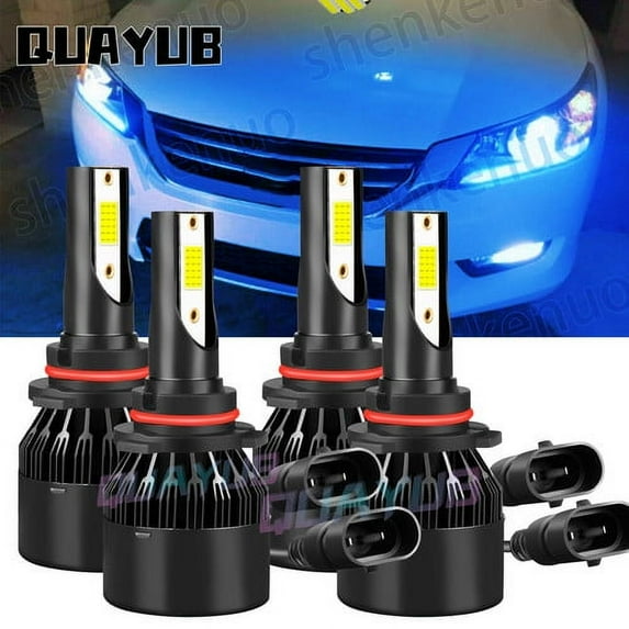 for Honda Accord 1990-2007 High+Low Beam 4x Ice Blue LED High/Low Beam 9005 9006 Headlight Bulbs