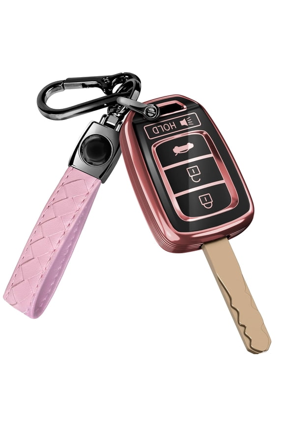 for Honda Civic Key Fob Cover and Leather Keychain - TPU Key Case for Honda Accord, CR-V SE, CRV LX, HR-V - 2014-2022 Keyfob Cover