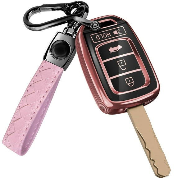 for Honda Civic Key Fob Cover and Leather Keychain - TPU Key Case for Honda Accord, CR-V SE, CRV LX, HR-V - 2014-2022 Keyfob Cover