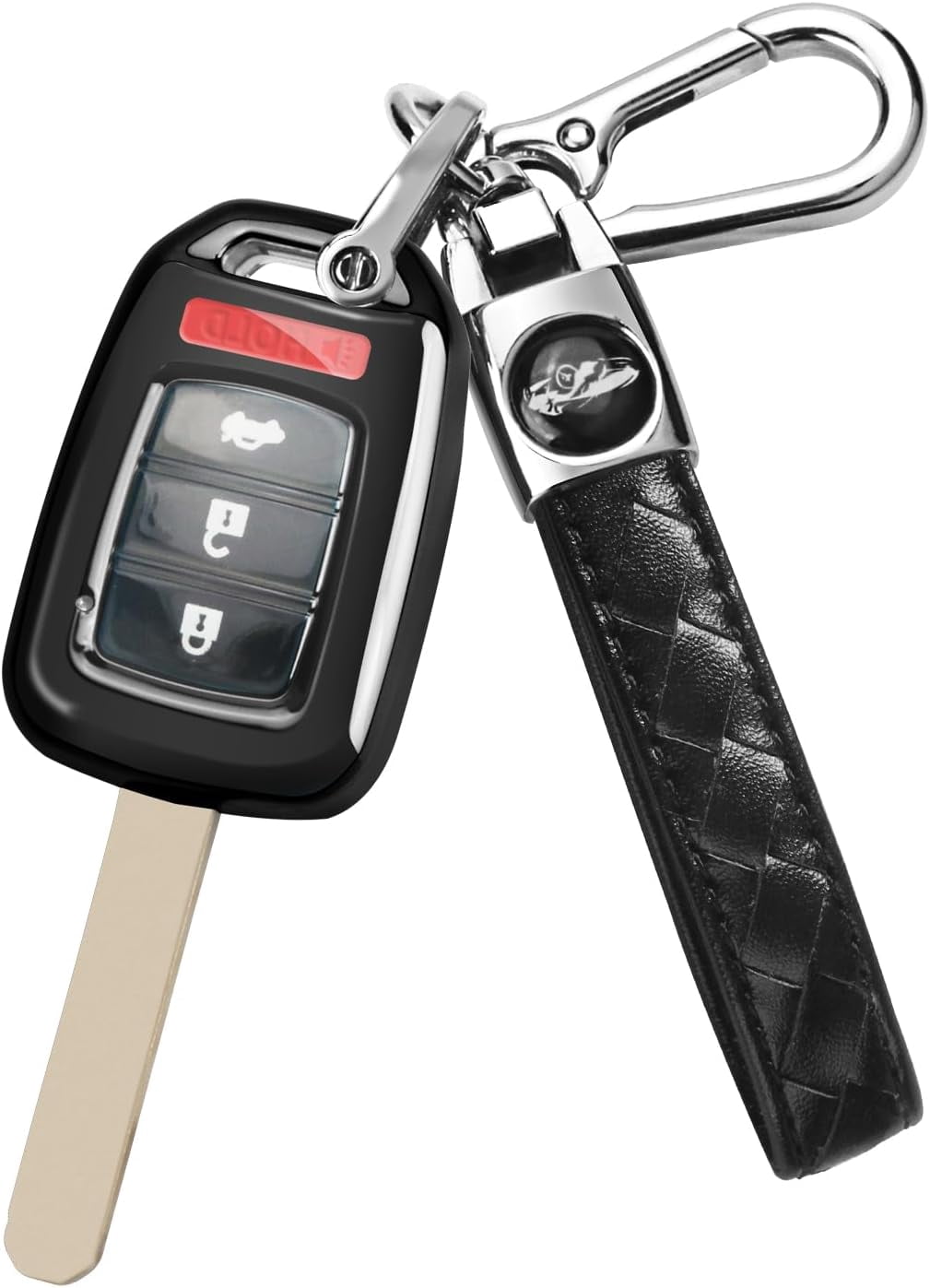 for Honda Key Fob Cover with Key Chain, Soft TPU Key Case Shell Full Protection for Sports Accord Civic CR-V HR-V LX, Black