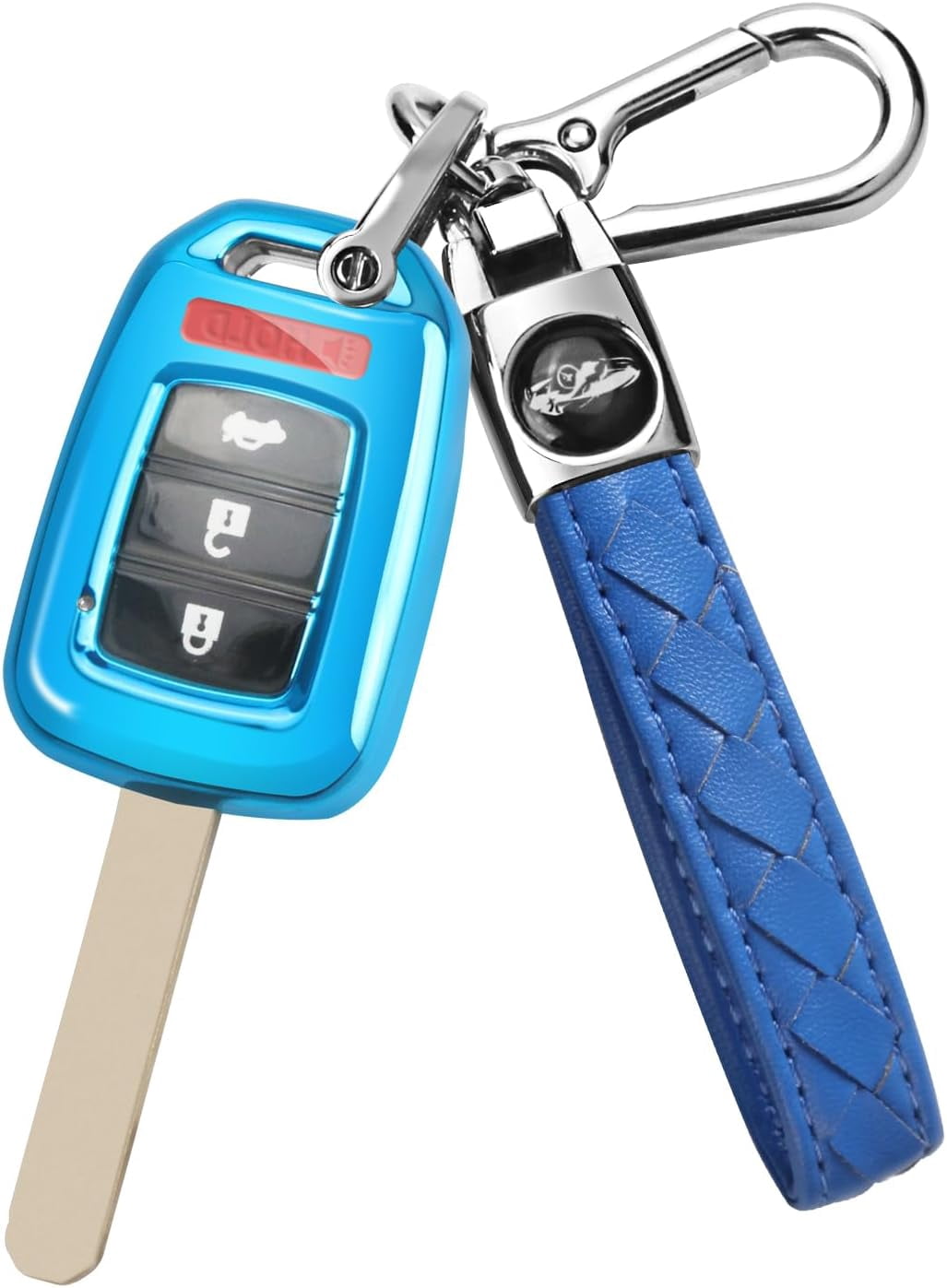 for Honda Key Fob Cover with Key Chain, Soft TPU Key Case Shell Full Protection for Sports Accord Civic CR-V HR-V LX, Blue
