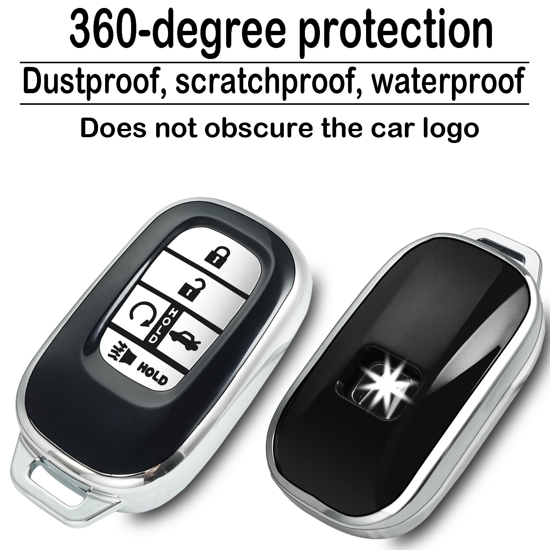 for Honda Key fob Cover,case with Keychain,Soft TPU Protection Key Shell/Skin,5 Buttons fit 2022 2023 Accord Civic HR-V CR-V Pilot Remote Key