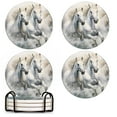 for Horse for Sea Drink Coasters with Holder,NonSlip Coasters Set of 4
