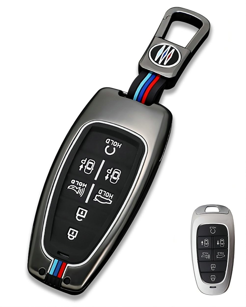 for Hyundai Key Fob Cover Case Metal Smart Key Holder Protector Compatible for Tucson Santa fe Sonata 2020-2024 7 Button
