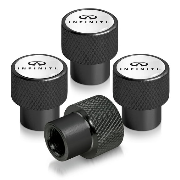 for INFINITI logo in White on Black Aluminum Tire Valve Stem Caps