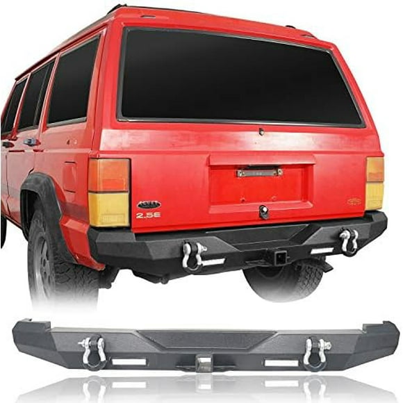 for Jeep Cherokee XJ Rear Bumper w/218W LED Lights & Receiver Hitch Compatible with Jeep Cherokee XJ 1984-2001