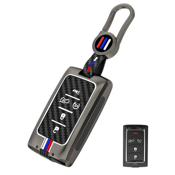for Jeep Key Fob Cover Case Metal Shell Smart Keys Holder Protector Compatible for Jeep Grand Cherokee L Grand Wagoneer 5 Button 2023 2022
