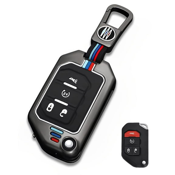 for Jeep Key Fob Cover Metal Key Case Compatible for Gladiator JT Wrangler JL JLU Rubicon Key Fob Holder Protector Shell