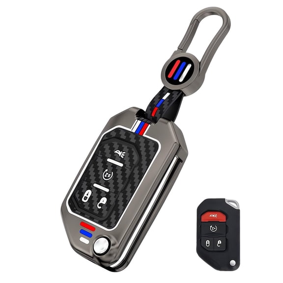 for Jeep Key Fob Cover Metal Key Case Compatible for Gladiator JT Wrangler JL JLU Rubicon Key Fob Holder Protector Shell