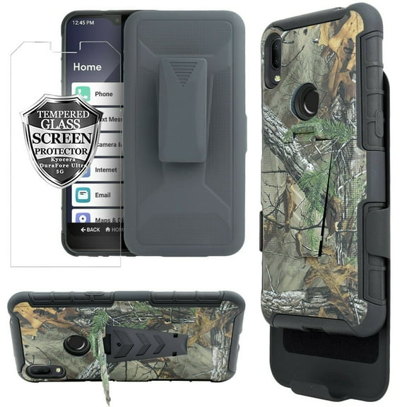 for Jitterbug Smart 3 aka Smart Lively with Tempered Glass Case Heavy Duty Shock Absorption Kickstand Armor Case with Belt Swivel Clip Holster Cover