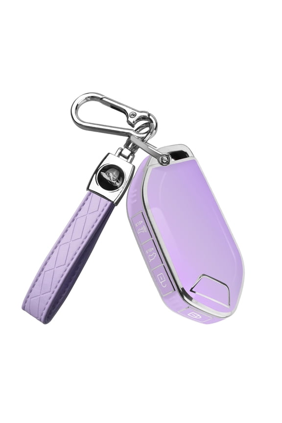 for Kia Key fob Cover,Soft TPU 360°Car Key Case Protector with Leather Keychain Compatible with Kia Telluride 2023/2024 5 Buttons Smart Key