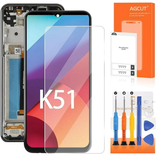 for LG K51 Screen Replacement for LG K51 LCD Display for K500 K500UM K500KM K500MM LMK500MM LCD Digitizer Touch Assembly with Frame