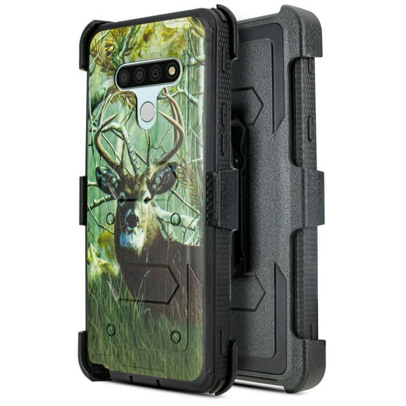 for LG Stylo 6 Case Phone Case Dual Layer Full-Body Rugged Clear Back Case Drop Resistant Shockproof Case with Built In Screen Protector (Deer)