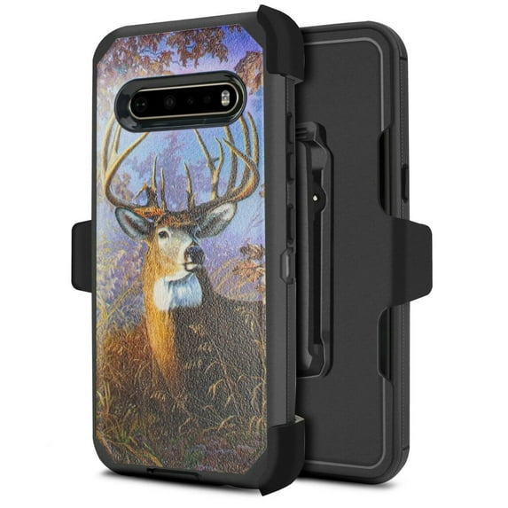 for LG V60 ThinQ Case Phone Case Dual Layer Full-Body Rugged Clear Back Case Drop Resistant Shockproof Case with Built In Screen Protector (Big Buck)