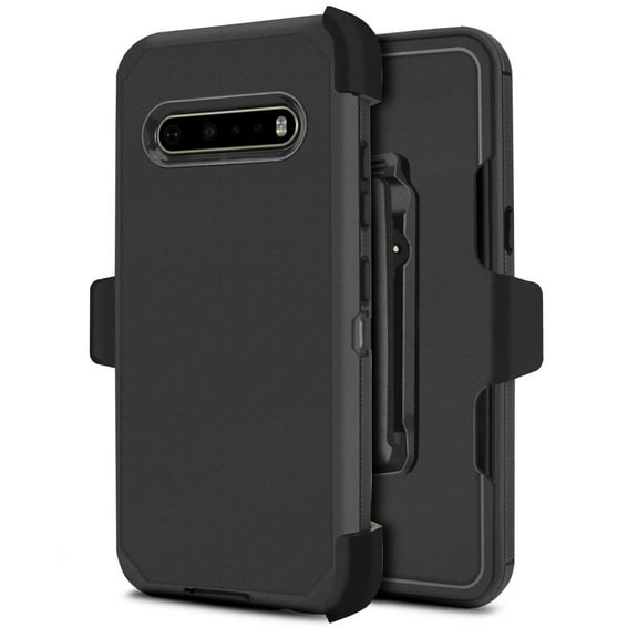 for LG V60 ThinQ Case Phone Case Dual Layer Full-Body Rugged Clear Back Case Drop Resistant Shockproof Case with Built In Screen Protector (Black)