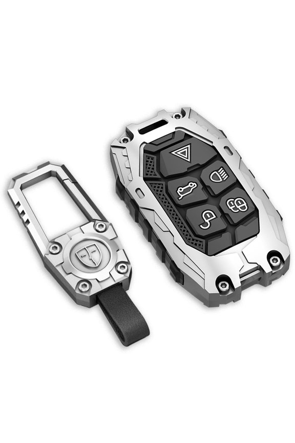 Durable Zinc Alloy Full-Body Key Fob Cover with Keychain for Land Rover and Jaguar Smart Keyless Remote Protector Metal Keychain