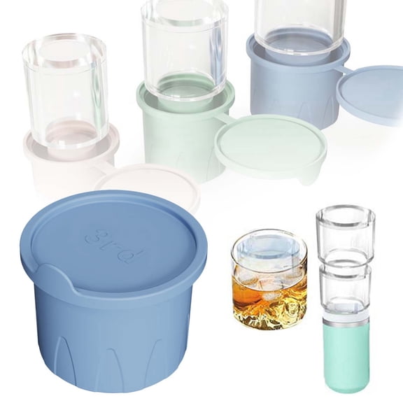 Silicone Maker with Lid Hollow Cylinder Moulds for 40 Oz Ice Tray Cups Accessories,10.7x10.5cm,Blue