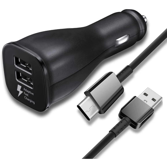 for Lenovo K6 Enjoy Adaptive Fast Charging Dual-Port Car Charger with USB Type C Charger Cable 4 Feet