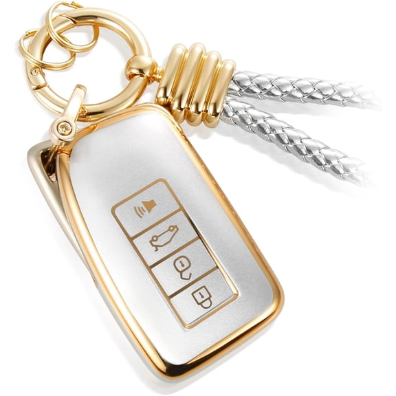 for Lexus Key Fob Cover with Metal Braided Keychain, Upgraded Soft Case for GS GS-F ES IS IS-F RC RC-F NX LX570 RX350/450h (4 buttons) Key Fob Shell