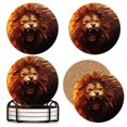 for Lion Drink Coasters with Holder,NonSlip Coasters Set of 4,Ceramic