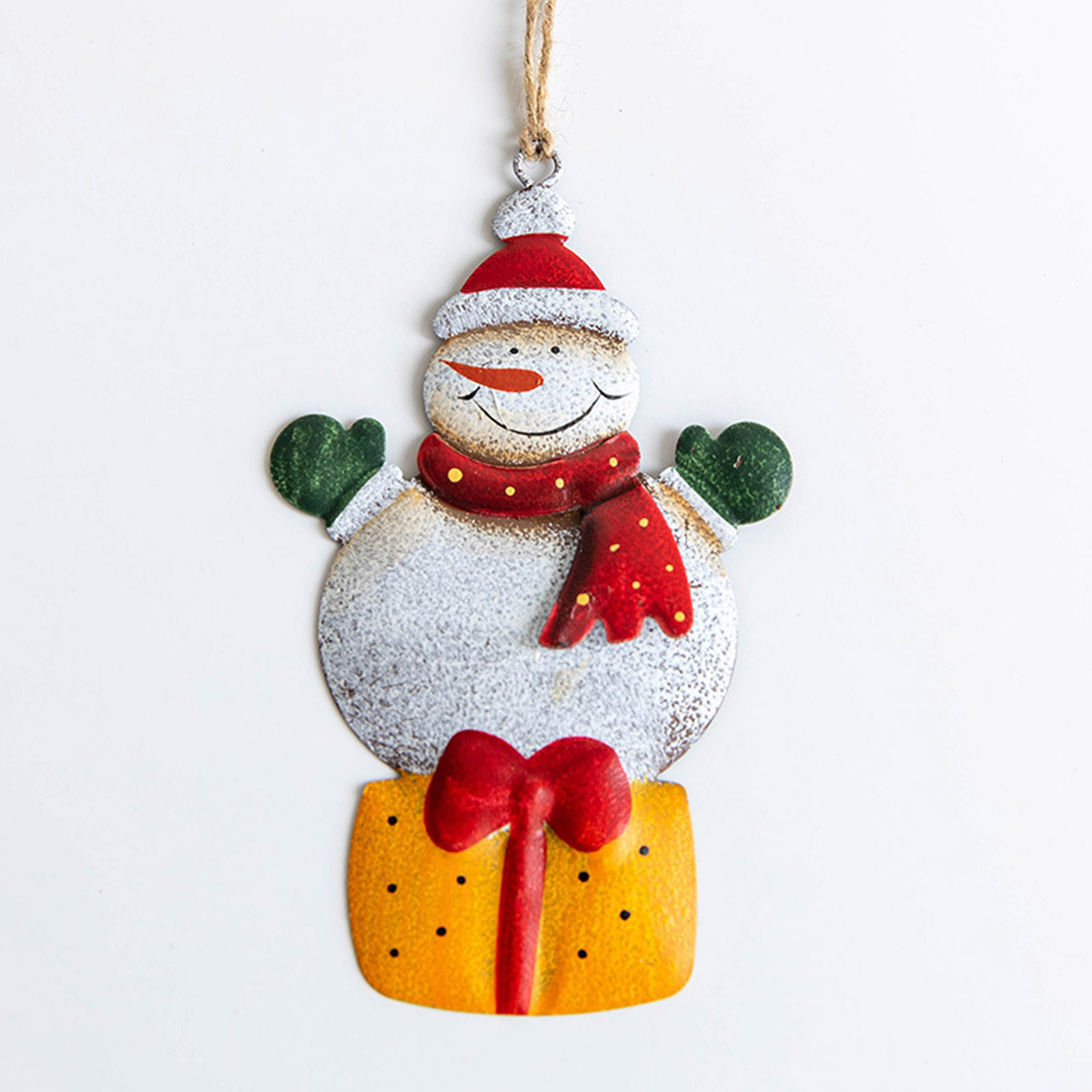 for Long Car Ornament Stained Glass Window Metal Snowmen Ornament For