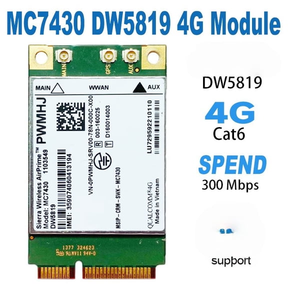 for MC7430 LTE 4G Module DW5819 FDD-TDD LTE CAT6 HSPA+ GNSS Card USB 3.0 MBIM interface PCIe mini 4G Card LTE module