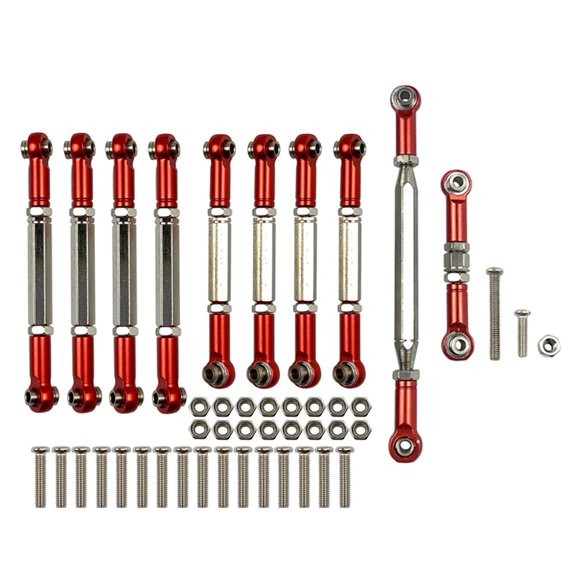 for MN D90 D91 D96 D99S MN99S MN90 1/12 RC Car Upgrade Accessories Metal Pull Rod Steering Link Rod Set Parts,Red