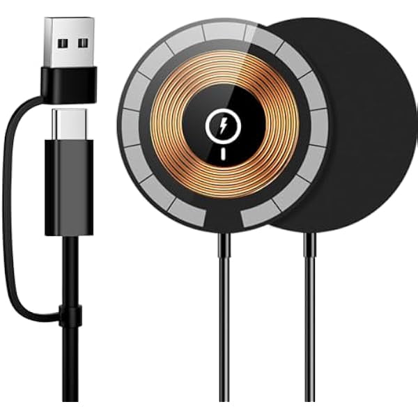 for MagSafe Charger 15W Magnetic Wireless Fast Charging Pad Wireless Charger for iPhone 16/15/14/13/12 Series& AirPods 4-2 Pro USB-C/A Ports(Black)