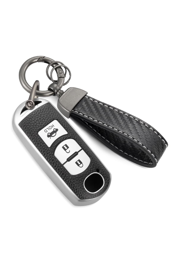 for Mazda Key Fob Cover with Metal Braided Rope Keychain, Upgraded Soft Case for CX-3 CX-5 CX-7 CX-9 Mazda 3 6 MX-5 Miata (4 buttons)