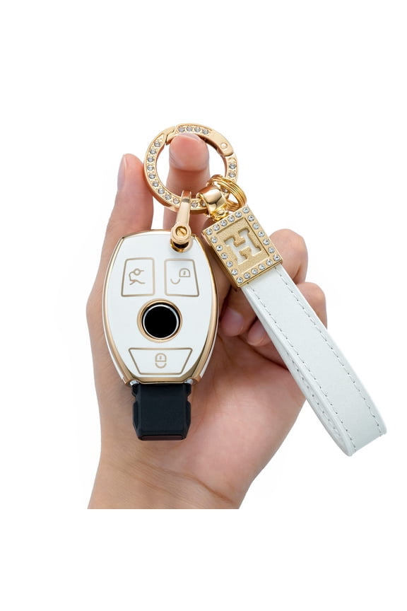 for Mercedes Benz Key Fob Cover with Keychain,Soft TPU 360 Degree Protection Key Case for C E S M CLS CLK G Class Key Shell Accessories