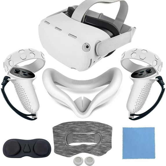 for Meta Quest 2 Silicone Cover, Protective Cover Accessories for Meta VR, Multi Colors Soft Shell Skin, Controller Grips & Face Cover Set