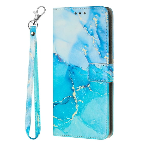for Moto Edge 40 Neo Wallet Case, Marble Pattern [Wrist Strap] Premium PU Leather Flip Card slot Protective Cover