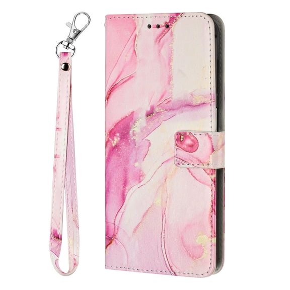 for Moto Edge 50 5G Wallet Case, Marble Pattern [Wrist Strap] Premium PU Leather Flip Card slot Protective Cover