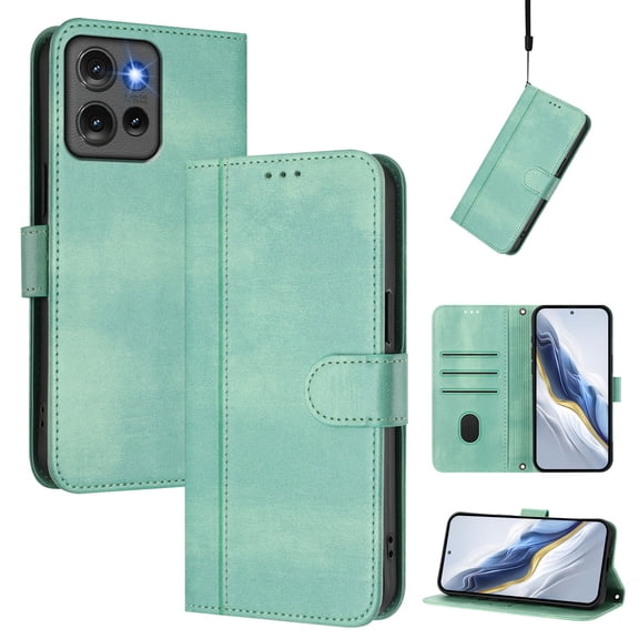 for Moto G 5G 2025 Wallet Case, Leather Multiple Card Stand Business Protective Phone Cover