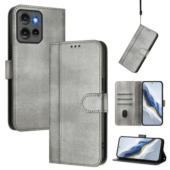 for Moto G Power 2025 Wallet Case, Leather Multiple Card Stand Business Protective Phone Cover