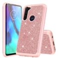 thumbnail image 1 of for Moto G Power XT2041 with Tempered Glass Phone Case Glitter Shock proof Edge Scratch Shield Hybrid Layers Slim Bumper Cover (Rose Gold), 1 of 4