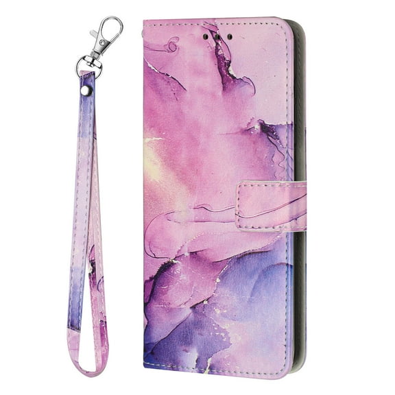 for Moto G Stylus 5G 2024 Wallet Case, Marble Pattern [Wrist Strap] Premium PU Leather Flip Card slot Protective Cover