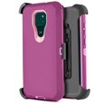 thumbnail image 1 of for Moto G9 PLAY Phone Case Dual Layer Full-Body Rugged Clear Back Case Drop Resistant Shockproof Case with Built In Screen Protector (Purple Rose), 1 of 4