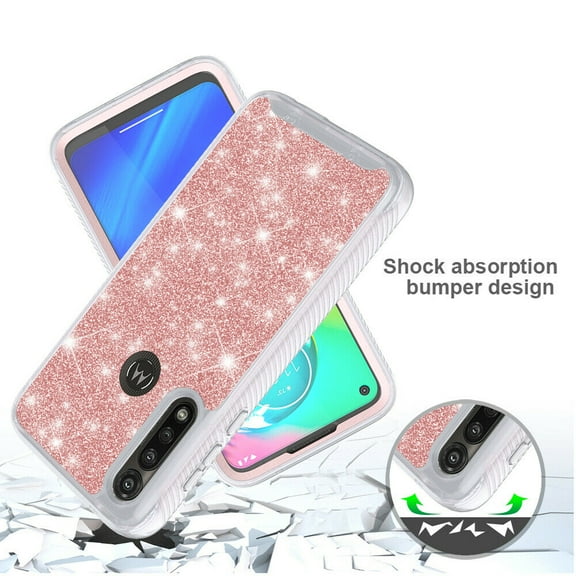 for Motorola Moto G Fast Glitter Bling Full Body Built In Screen Protector Case Phone Case PU Shock Bumper Scratch Guard Skin Wrap Slim Cover