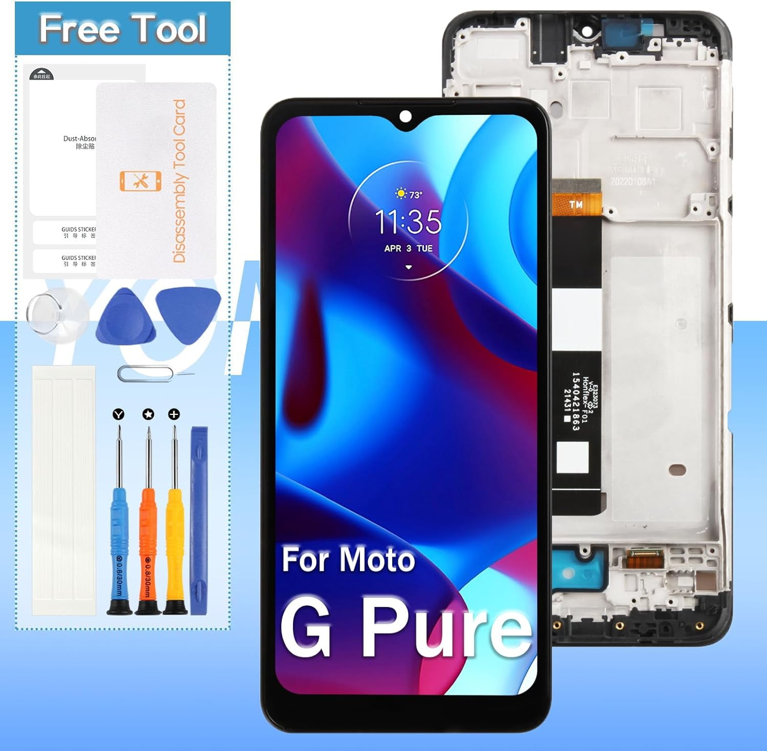 LCD Touch Screen Digitizer Replacement For Motorola Moto G Pure XT2163-4 - Full Display Assembly 9 thumbnail image