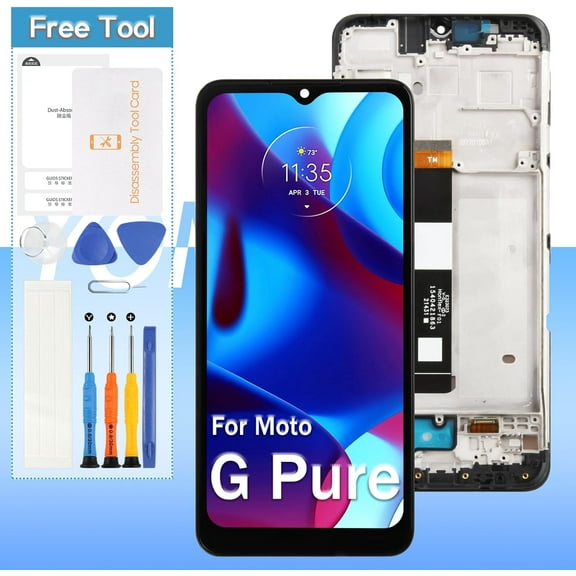 for Motorola Moto G Pure Screen Replacemet XT-2163-4, XT2163-4 6.5 inch LCD Display Touch Digitizer Assembly with Frame