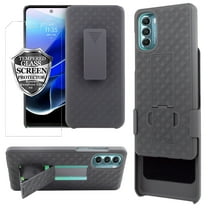 for Motorola Moto G Stylus 5G (FITS ONLY 2022 VERSION) Shock Absorption Kickstand Case with Belt Swivel Clip Slim Holster Cover with Tempered Glass