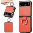 thumbnail image 1 of for Motorola Razr 40 Case, PU Leather Protective Cover with Ring Flip Phone Case Motorola Razr 40 ZH Orange, 1 of 18