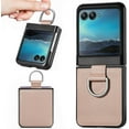 thumbnail image 1 of for Motorola Razr+ Plus 2023 Case, PU Leather Protective Cover with Ring Flip Phone Case Motorola Razr Plus 2023 / Razr 40 Ultra ZH Beige, 1 of 18