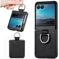thumbnail image 1 of for Motorola Razr+ Plus 2023 Case, PU Leather Protective Cover with Ring Flip Phone Case Motorola Razr Plus 2023 / Razr 40 Ultra ZH Black, 1 of 18