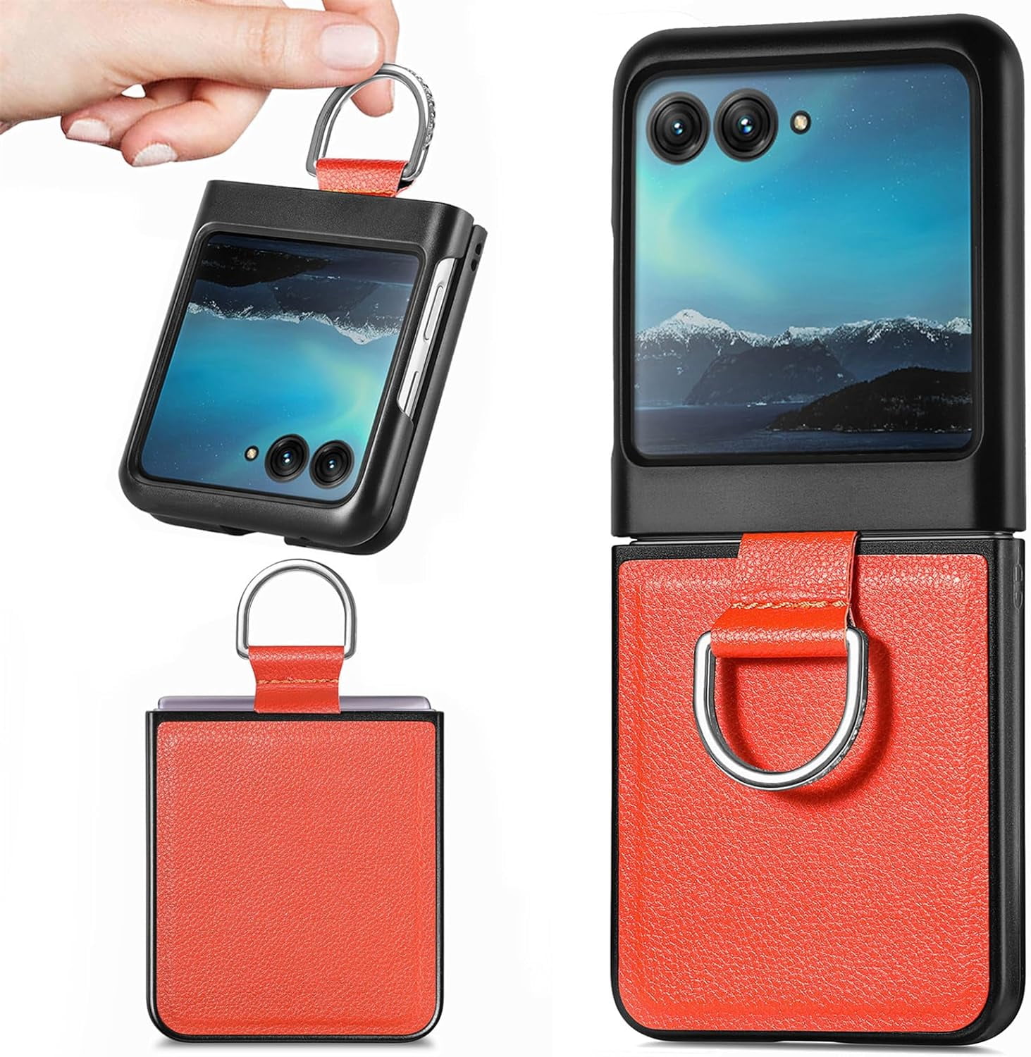 for Motorola Razr+ Plus 2023 Case, PU Leather Protective Cover with ...