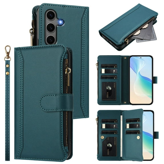 for Motorola X40 Pro Phone Case Wallet Protective Case leather Cover with magnetic closed cDark Greenit card slot shockproof protection phone case