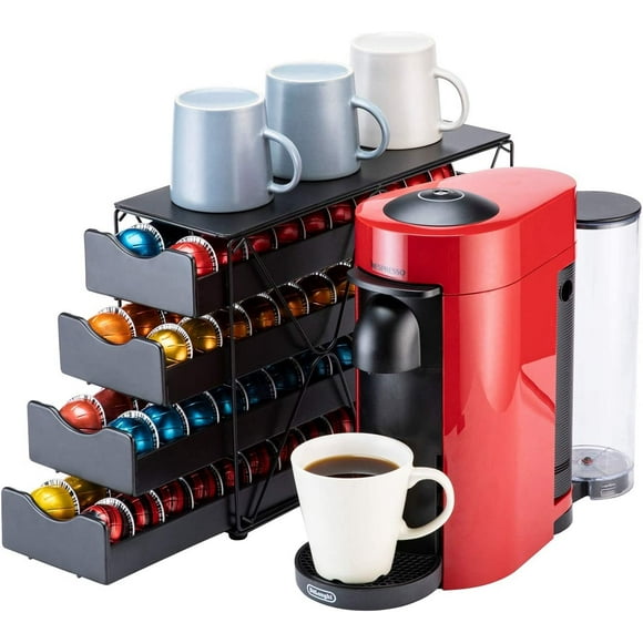 for Nespresso Pod Holder Drawer Large Mullti Tier Coffee Pod Holder Vertuo (4 Tier (80Pods Capacity))