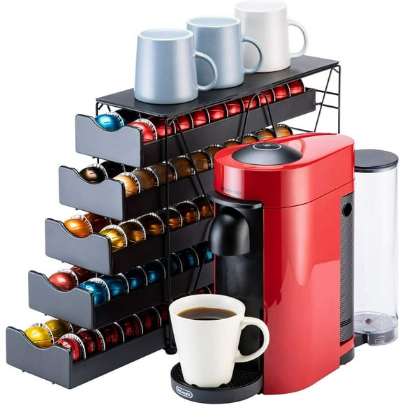 for Nespresso Pod Holder Drawer Large Mullti Tier Coffee Pod Holder Vertuo (5 Tier (100Pods))