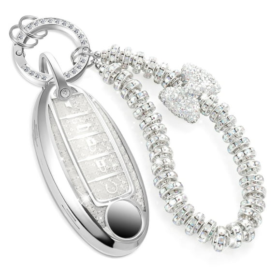 for Nissan Key Fob Cover with Luxury Diamond Bling Braided Rope Keychain, Upgraded Soft Key Case for Nissan Key Shell (5 Button only)